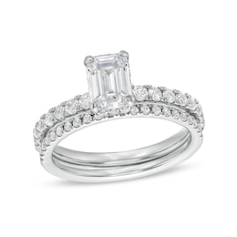 1-3/4 CT. T.W. Emerald Certified Lab-Grown Diamond Bridal Set in 14K White Gold (F/SI2)