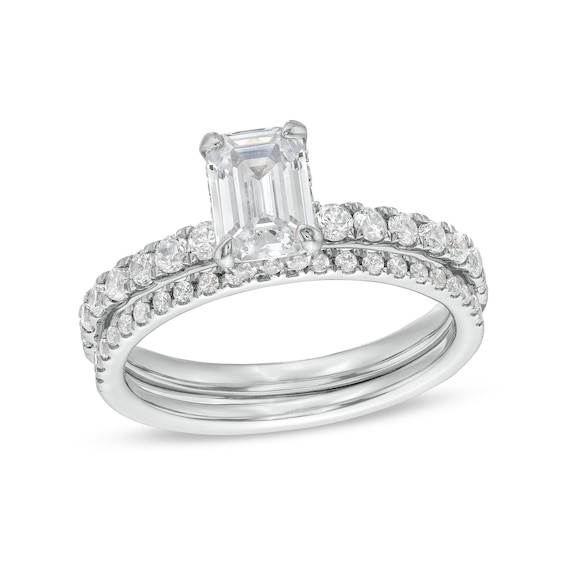 1-3/4 CT. T.w. Emerald Certified Lab-Created Diamond Bridal Set in 14K White Gold (F/Si2)