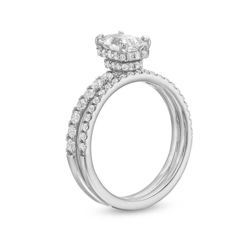Main Image 3 of 1-3/4 CT. T.W. Emerald Certified Lab-Grown Diamond Bridal Set in 14K White Gold (F/SI2)