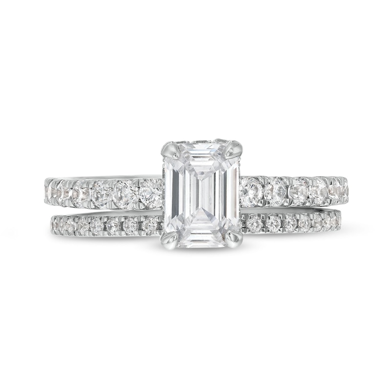 Main Image 4 of 1-3/4 CT. T.W. Emerald Certified Lab-Grown Diamond Bridal Set in 14K White Gold (F/SI2)