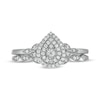 Thumbnail Image 4 of 1/4 CT. T.W. Pear-Shaped Multi-Diamond Vintage Style Bridal Set in 10K White Gold