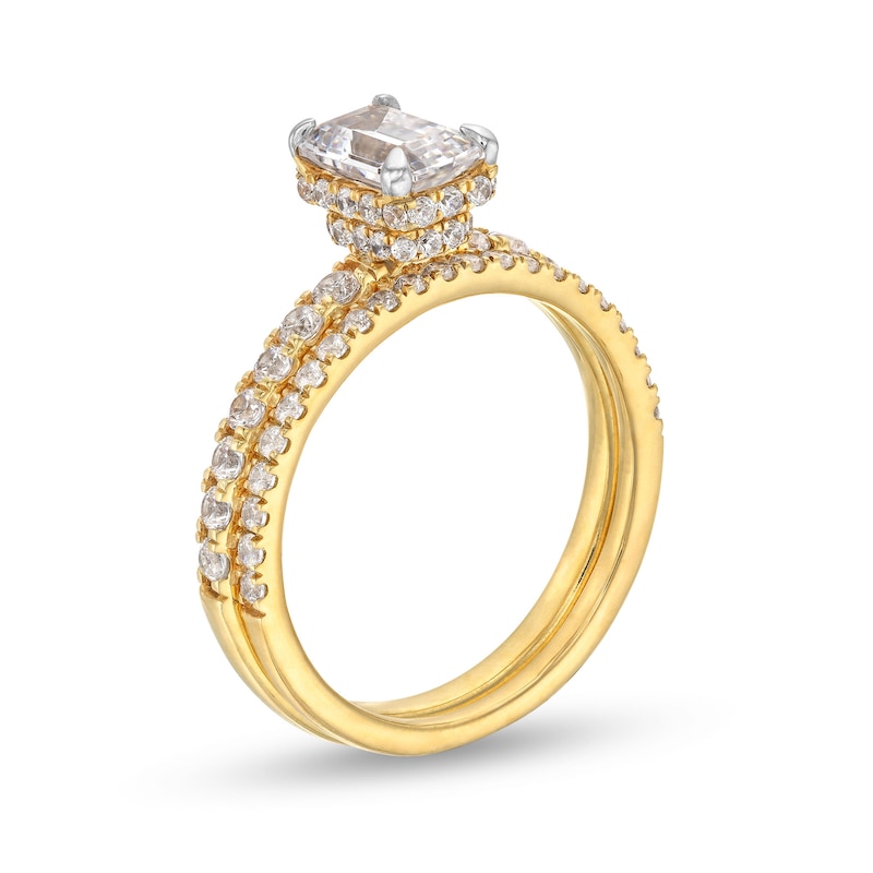Main Image 3 of 1-3/4 CT. T.W. Emerald Certified Lab-Grown Diamond Bridal Set in 14K Gold (F/SI2)