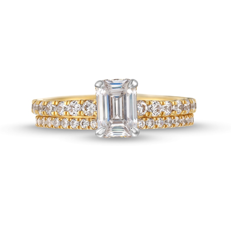 Main Image 4 of 1-3/4 CT. T.W. Emerald Certified Lab-Grown Diamond Bridal Set in 14K Gold (F/SI2)
