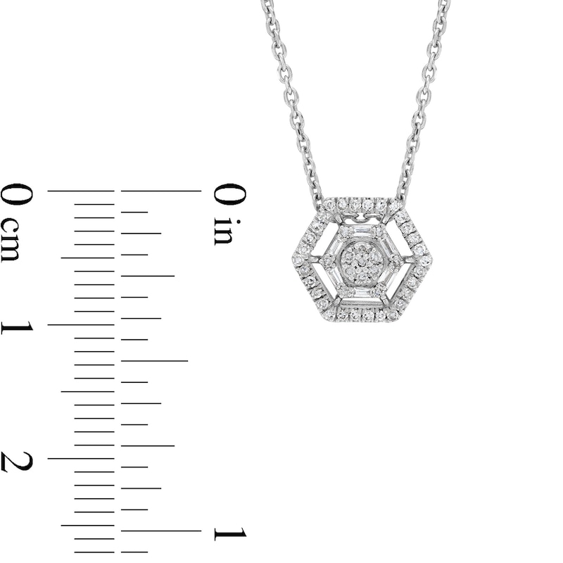 Main Image 4 of 1/6 CT. T.W. Hexagon Multi-Diamond Open Frame Pendant in Sterling Silver