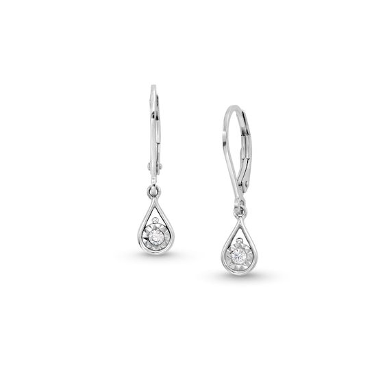 1/15 CT. T.w. Diamond Solitaire Teardrop Earrings in 10K White Gold