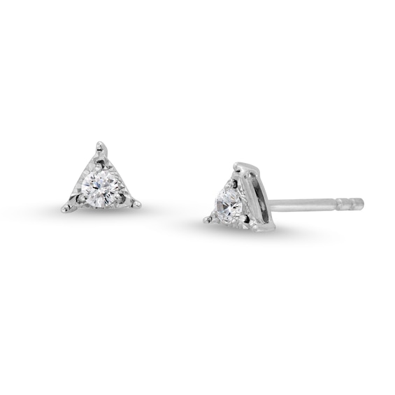 1/8 CT. T.w. Diamond Solitaire Triangle Stud Earrings in 10K White Gold