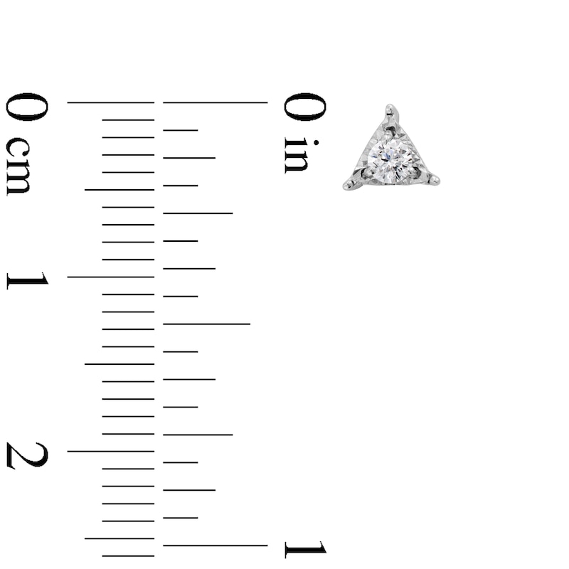 Main Image 3 of 1/8 CT. T.W. Diamond Solitaire Triangle Stud Earrings in 10K White Gold