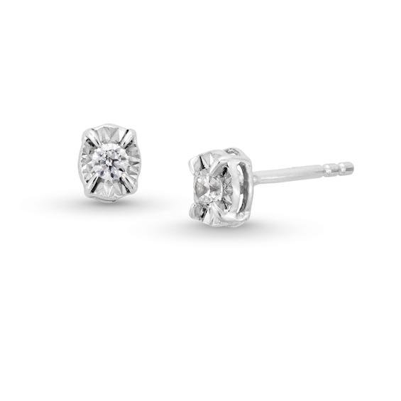 1/8 CT. T.w. Diamond Solitaire Oval Stud Earrings in 10K White Gold