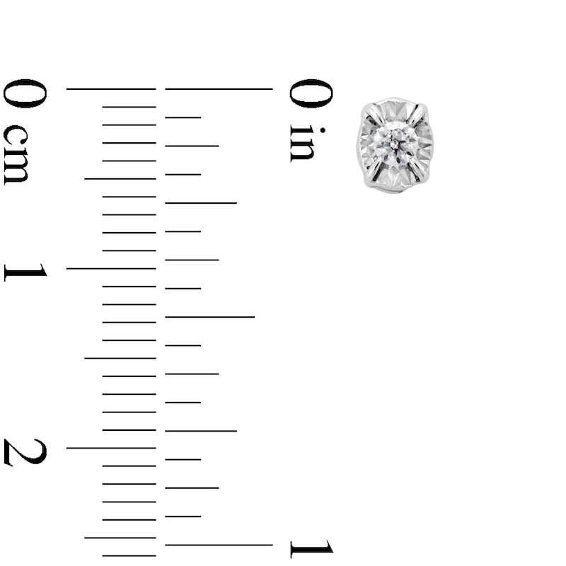 Main Image 3 of 1/8 CT. T.W. Diamond Solitaire Oval Stud Earrings in 10K White Gold