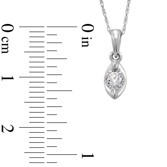 1/10 CT. Diamond Solitaire Marquise Frame Drop Pendant in 10K White Gold