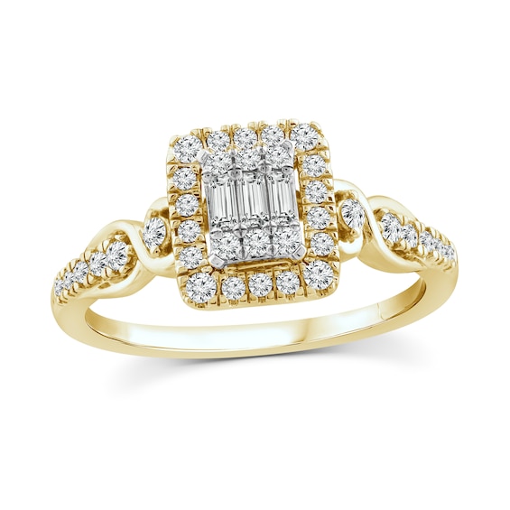 3/8 CT. T.w. Multi-Diamond Framed Engagement Ring in 10K Gold