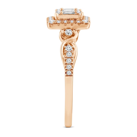 3/8 CT. T.w. Multi-Diamond Framed Engagement Ring in 10K Rose Gold