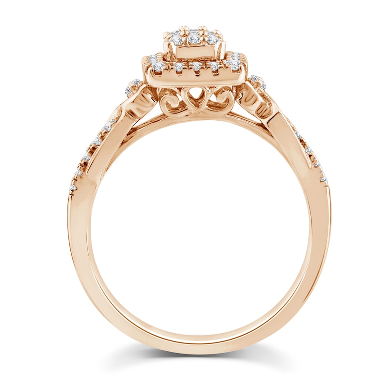 Main Image 3 of 3/8 CT. T.W. Multi-Diamond Framed Engagement Ring in 10K Rose Gold