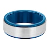 Thumbnail Image 2 of Men's 6.5mm Stepped Edge Engravable Wedding Band in Tungsten and Blue Rhodium Plate (1 Line)