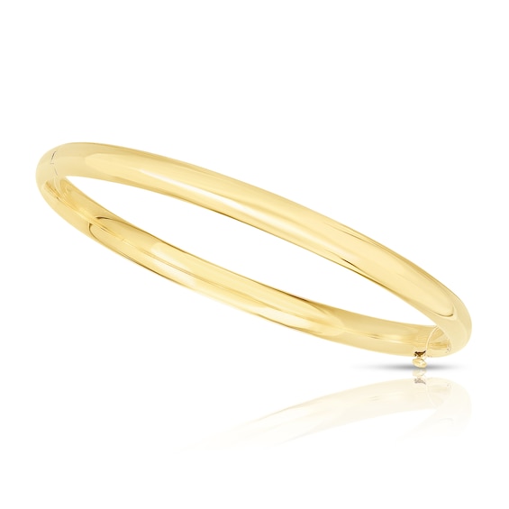 Child's Polished 4.5mm Bangle in Hollow 14K Gold - 5.5"