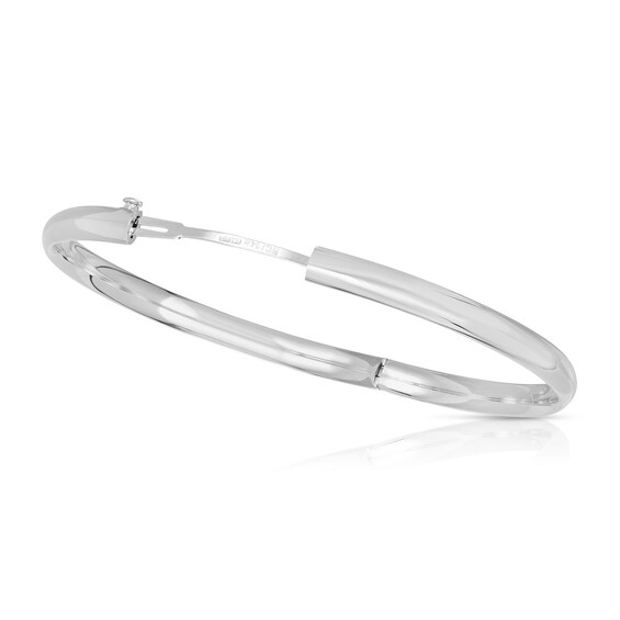 Child's Polished 4.5mm Bangle in Hollow 14K White Gold - 5.5"