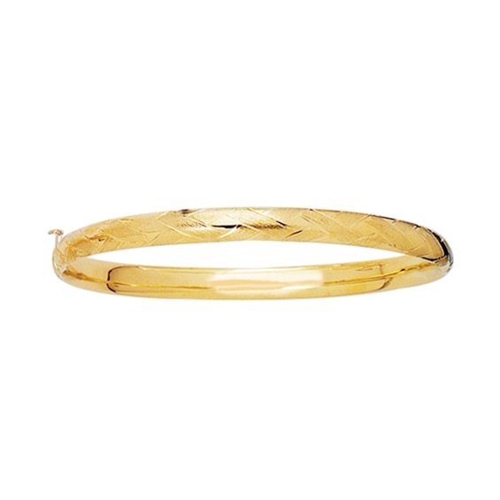 Child's 4.1mm Diamond-Cut Bangle in Hollow 14K Gold - 5.5"
