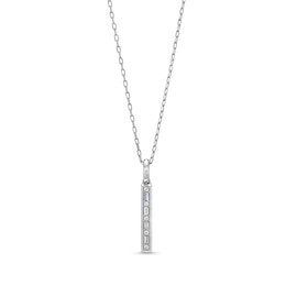 1/10 CT. T.W. Baguette and Round Diamond Linear Bar Pendant in 10K White Gold