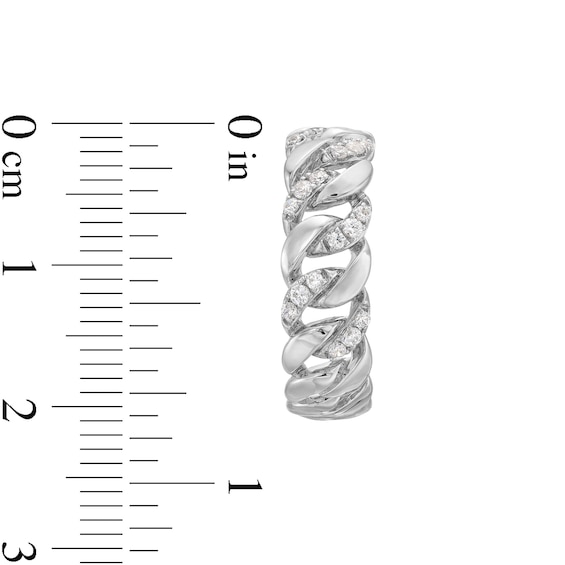 1/4 CT. T.w. Diamond Alternating Curb Chain Link J-Hoop Earrings in Sterling Silver