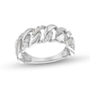 Thumbnail Image 0 of 1/4 CT. T.W. Diamond Alternating Curb Chain Link Ring in Sterling Silver