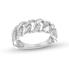 Thumbnail Image 1 of 1/4 CT. T.W. Diamond Alternating Curb Chain Link Ring in Sterling Silver