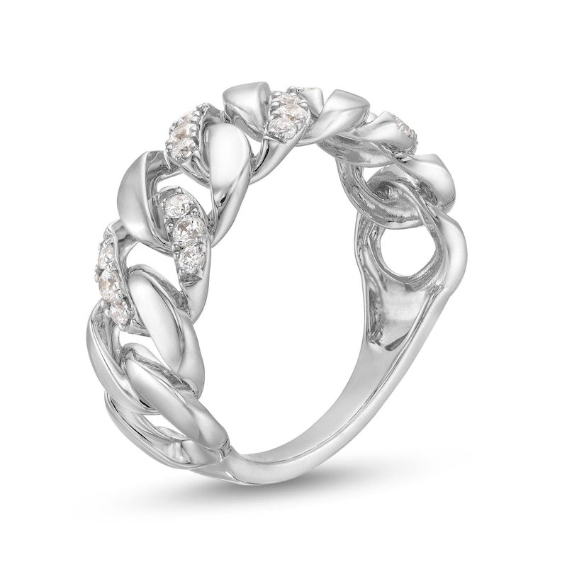 1/4 CT. T.W. Diamond Alternating Curb Chain Link Ring in Sterling Silver