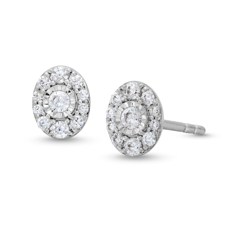 1/4 CT. T.W. Oval-Shaped Multi-Diamond Stud Earrings in Sterling Silver