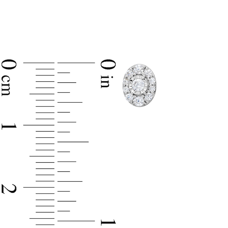 Main Image 3 of 1/4 CT. T.W. Oval-Shaped Multi-Diamond Stud Earrings in Sterling Silver