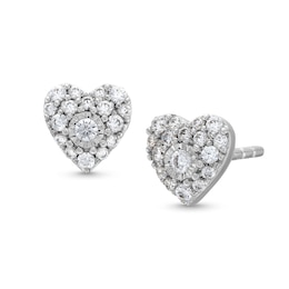 1/4 CT. T.W. Heart-Shaped Multi-Diamond Stud Earrings in Sterling Silver