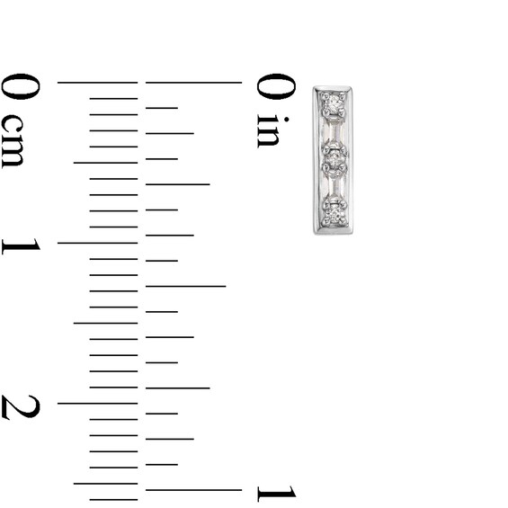 1/10 CT. T.w. Baguette and Round Diamond Bar Stud Earrings in 10K White Gold