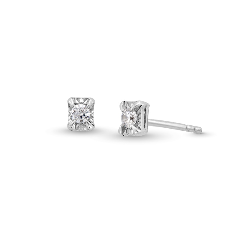 Main Image 1 of 1/8 CT. T.W. Diamond Solitaire Rectangle Stud Earrings in 10K White Gold