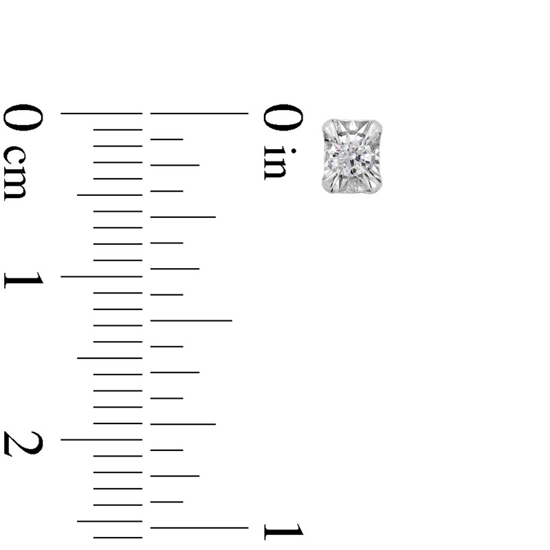 Main Image 3 of 1/8 CT. T.W. Diamond Solitaire Rectangle Stud Earrings in 10K White Gold