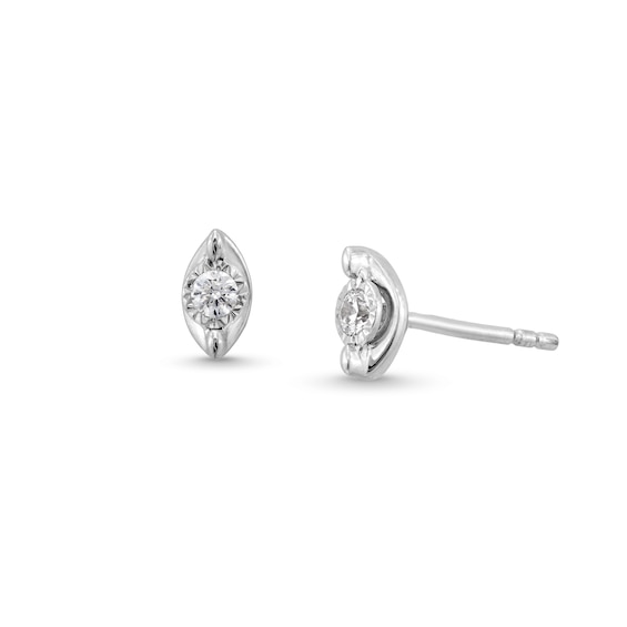 1/10 CT. T.w. Diamond Solitaire Marquise Frame Stud Earrings in 10K White Gold