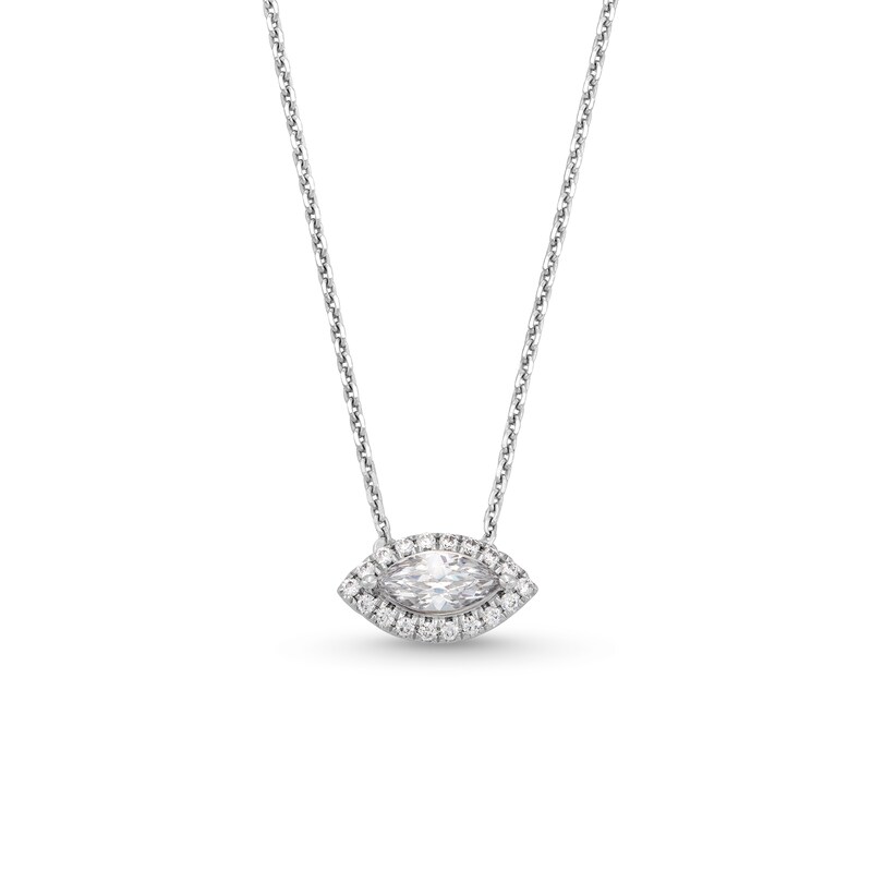 Main Image 1 of Sideways 3/8 CT. T.W. Marquise Diamond Frame Necklace in 14K White Gold
