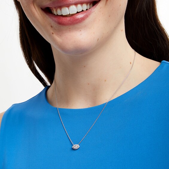 Sideways 3/8 CT. T.w. Marquise Diamond Frame Necklace in 14K White Gold