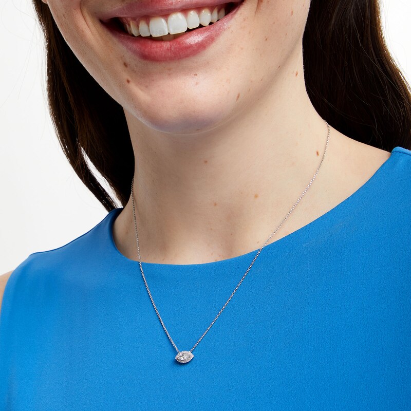 Main Image 2 of Sideways 3/8 CT. T.W. Marquise Diamond Frame Necklace in 14K White Gold
