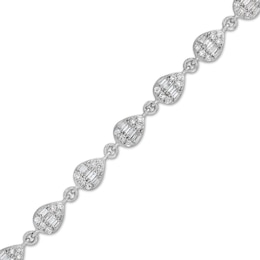1/2 CT. T.W. Pear-Shaped Multi-Diamond Link Bracelet in Sterling Silver - 7.5"