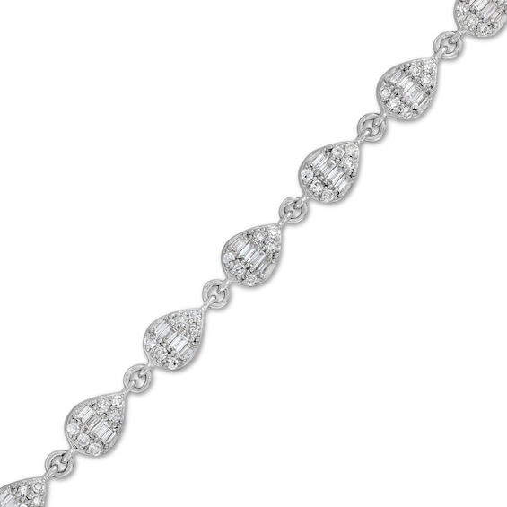 1/2 CT. T.w. Pear-Shaped Multi-Diamond Link Bracelet in Sterling Silver - 7.5"