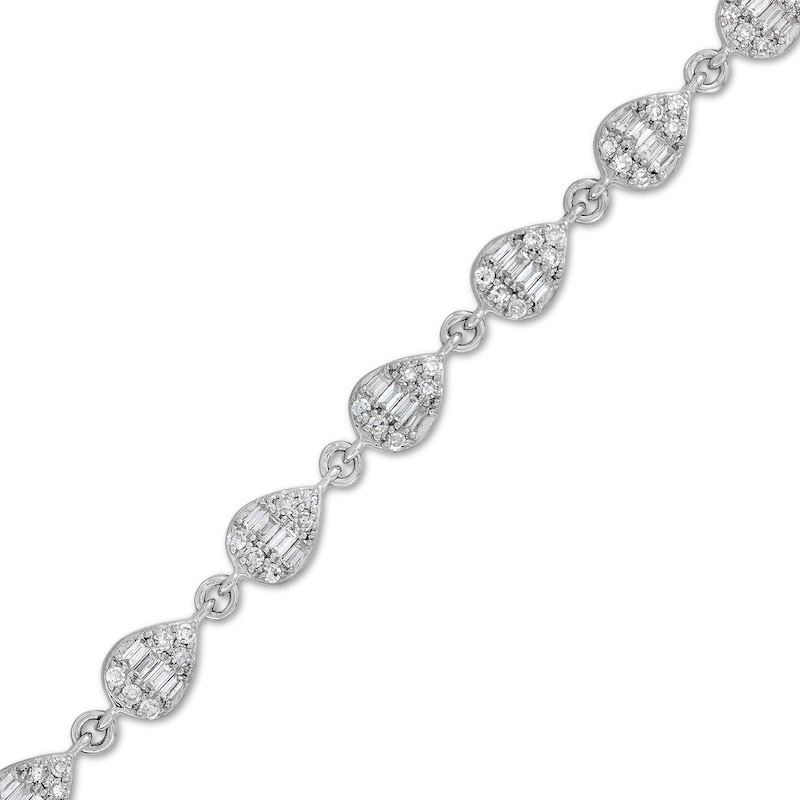 Main Image 1 of 1/2 CT. T.W. Pear-Shaped Multi-Diamond Link Bracelet in Sterling Silver - 7.5"