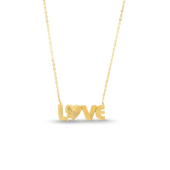 Textured "Love" Necklace in 10K Gold