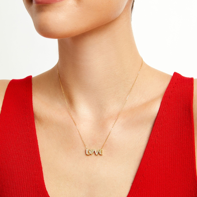 Textured "LOVE" Necklace in 10K Gold