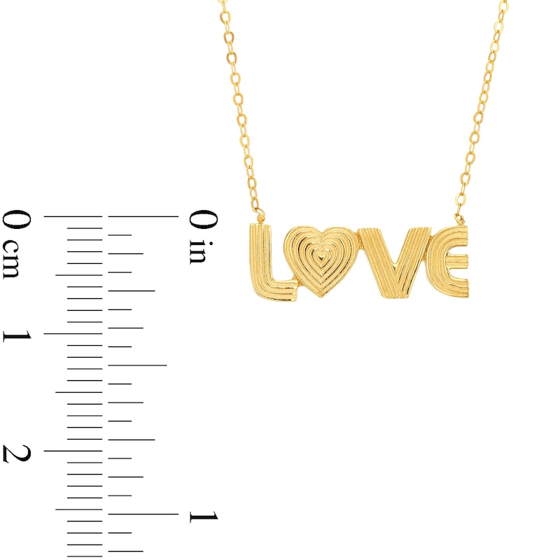 Main Image 3 of Textured "LOVE" Necklace in 10K Gold