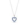 Thumbnail Image 1 of Blue Sapphire and Diamond Accent Heart Outline Pendant in 10K White Gold