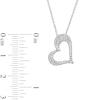 Thumbnail Image 2 of Blue and White Lab-Created Sapphire Reversible Tilted Open Heart Pendant in Sterling Silver