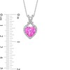 Thumbnail Image 3 of 10.0mm Heart-Shaped Pink and White Lab-Created Sapphire Frame Pendant in Sterling Silver
