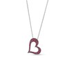 Thumbnail Image 0 of Lab-Created Ruby and White Lab-Created Sapphire Reversible Tilted Open Heart Pendant in Sterling Silver