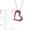 Thumbnail Image 2 of Lab-Created Ruby and White Lab-Created Sapphire Reversible Tilted Open Heart Pendant in Sterling Silver