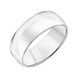 8.0mm Engravable Low Dome Wedding Band in 14K White Gold