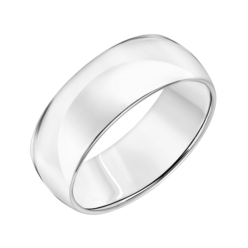 Main Image 1 of 8.0mm Engravable Low Dome Wedding Band in 14K White Gold