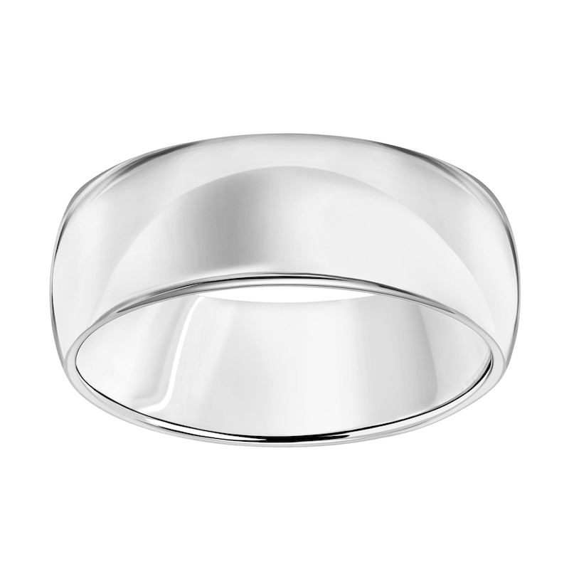 Main Image 2 of 8.0mm Engravable Low Dome Wedding Band in 14K White Gold